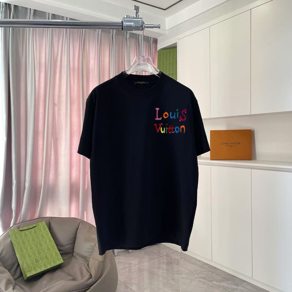 Louis Vuitton Multicolor Logo Black Tee